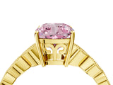 Yellow gold Fancy Pink Cushion Cut Solitaire Diamond Ring with Infinity Twist Band and Four-Prong Setting_16