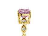Yellow gold Fancy Pink Cushion Cut Solitaire Diamond Ring with Infinity Twist Band and Four-Prong Setting_17
