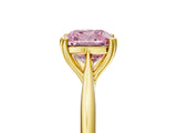 Yellow gold Fancy Pink Cushion Cut Solitaire Diamond Ring with Six-Prong Setting and Classic Band_17