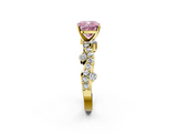 Yellow gold Fancy Pink Cushion  Cut Solitaire Diamond Twisted Band with Pave Setting_50