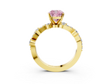 Yellow gold Fancy Pink Cushion  Cut Solitaire Diamond Twisted Band with Pave Setting_51