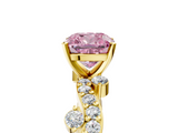 Yellow gold Fancy Pink Cushion  Cut Solitaire Diamond Twisted Band with Pave Setting_53