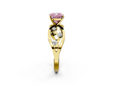 Yellow gold Fancy Pink Cushion  Cut Solitaire Diamond with Side Stones on Criss-Cross Band and Four-Prong Setting_5