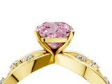 Yellow gold Fancy Pink Cushion  Cut Solitaire Diamond with Side Stones on Criss-Cross Band and Four-Prong Setting_7