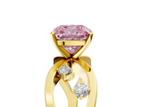 Yellow gold Fancy Pink Cushion  Cut Solitaire Diamond with Side Stones on Criss-Cross Band and Four-Prong Setting_8