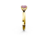 Yellow gold Fancy Pink Cushion  Cut Solitaire Engagement Ring with Flat Band and Four-Prong Setting 3