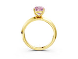 Yellow gold Fancy Pink Cushion  Cut Solitaire Engagement Ring with Flat Band and Four-Prong Setting 4