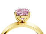 Yellow gold Fancy Pink Cushion  Cut Solitaire Engagement Ring with Flat Band and Four-Prong Setting 5
