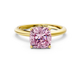 Yellow gold Fancy Pink Cushion  Cut Solitaire Engagement Ring with Four-Prong Setting and Classic Band_20