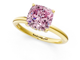 Yellow gold Fancy Pink Cushion  Cut Solitaire Engagement Ring with Four-Prong Setting and Classic Band_21