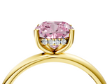Yellow gold Fancy Pink Cushion  Cut Solitaire Engagement Ring with Four-Prong Setting and Classic Band_24
