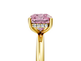 Yellow gold Fancy Pink Cushion  Cut Solitaire Engagement Ring with Four-Prong Setting and Classic Band_25