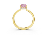 Yellow gold Fancy Pink Cushion  Cut Solitaire Engagement Ring with Four-Prong Setting on a Classic Band_17