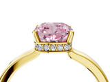 Yellow gold Fancy Pink Cushion  Cut Solitaire Engagement Ring with Four-Prong Setting on a Classic Band_18