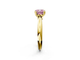 Yellow gold Fancy Pink Cushion  Cut Solitaire Engagement Ring with Tapered Band and Four-Prong Setting 2