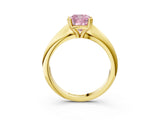 Yellow gold Fancy Pink Cushion  Cut Solitaire Engagement Ring with Tapered Band and Four-Prong Setting 3