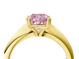 Yellow gold Fancy Pink Cushion  Cut Solitaire Engagement Ring with Tapered Band and Four-Prong Setting 4