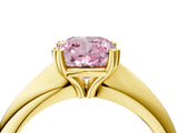 Yellow gold Fancy Pink Cushion  Cut Solitaire Engagement Ring with Tapered Band and Four-Prong Setting 5