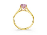 Yellow gold Fancy Pink Cushion Cut Solitaire Engagement Ring with Tapered Band and Four-Prong Setting_6