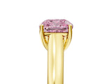 Yellow gold Fancy Pink Cushion Cut Solitaire Engagement Ring with Tapered Band and Four-Prong Setting_8