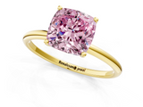 Yellow gold Fancy Pink Cushion  Cut Solitaire Engagement Ring with Thin Band and Four-Prong Setting_4