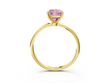 Yellow gold Fancy Pink Cushion  Cut Solitaire Engagement Ring with Thin Band and Four-Prong Setting_6