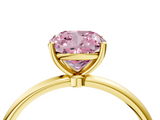 Yellow gold Fancy Pink Cushion  Cut Solitaire Engagement Ring with Thin Band and Four-Prong Setting_7