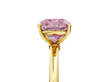 Yellow gold Fancy Pink Cushion  Cut Solitaire Engagement Ring with Thin Band and Four-Prong Setting_8