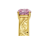 Yellow gold Fancy Pink Cushion  Cut Solitaire Engraved Band with Four-Prong Setting_66