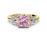 Yellow gold Fancy Pink Cushion  Cut Solitaire Floral Diamond Ring with Four-Prong Setting_37