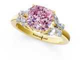 Yellow gold Fancy Pink Cushion  Cut Solitaire Floral Diamond Ring with Four-Prong Setting_38