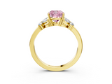 Yellow gold Fancy Pink Cushion  Cut Solitaire Floral Diamond Ring with Four-Prong Setting_40