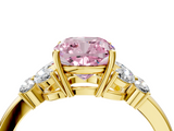 Yellow gold Fancy Pink Cushion  Cut Solitaire Floral Diamond Ring with Four-Prong Setting_41
