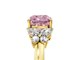 Yellow gold Fancy Pink Cushion  Cut Solitaire Floral Diamond Ring with Four-Prong Setting_42