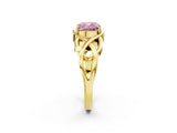 Yellow gold Fancy Pink Cushion Cut Solitaire Intertwined Band Prong Setting Ring_2