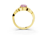Yellow gold Fancy Pink Cushion Cut Solitaire Intertwined Band Prong Setting Ring_3