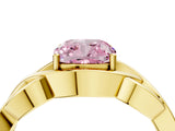 Yellow gold Fancy Pink Cushion Cut Solitaire Intertwined Band Prong Setting Ring_4