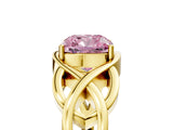 Yellow gold Fancy Pink Cushion Cut Solitaire Intertwined Band Prong Setting Ring_5