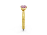Yellow gold Fancy Pink Cushion Cut Solitaire Milgrain Engraved Band with Four-Prong Setting_2