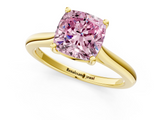 Yellow gold Fancy Pink Cushion  Cut Solitaire Ring with Cathedral Band and Four-Prong Setting_59