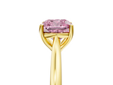 Yellow gold Fancy Pink Cushion  Cut Solitaire Ring with Cathedral Band and Four-Prong Setting_63