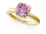 Yellow gold Fancy Pink Cushion  Cut Solitaire Ring with Four-Prong Setting and Classic Band_60