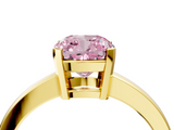 Yellow gold Fancy Pink Cushion  Cut Solitaire Ring with Four-Prong Setting and Classic Band_63