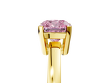 Yellow gold Fancy Pink Cushion  Cut Solitaire Ring with Four-Prong Setting and Classic Band_64