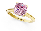 Yellow gold Fancy Pink Cushion  Cut Solitaire Ring with Four-Prong Setting on a Classic Band_50