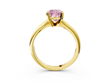 Yellow gold Fancy Pink Cushion  Cut Solitaire Ring with Four-Prong Setting on a Classic Band_52