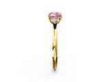 Yellow gold Fancy Pink Cushion  Cut Solitaire Ring with Thin Band and Four-Prong Setting_18
