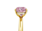 Yellow gold Fancy Pink Cushion  Cut Solitaire Ring with Thin Band and Four-Prong Setting_21