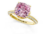 Yellow gold Fancy Pink Cushion Cut Solitaire Split Shank Pave Diamond Engagement Ring with Four-Prong Setting_25