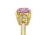 Yellow gold Fancy Pink Cushion Cut Solitaire Split Shank Pave Diamond Engagement Ring with Four-Prong Setting_29